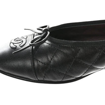 Chanel Aged Calfskin Quilted CC Cap Toe Ballerina Flats 39.5 Black 13 of 14