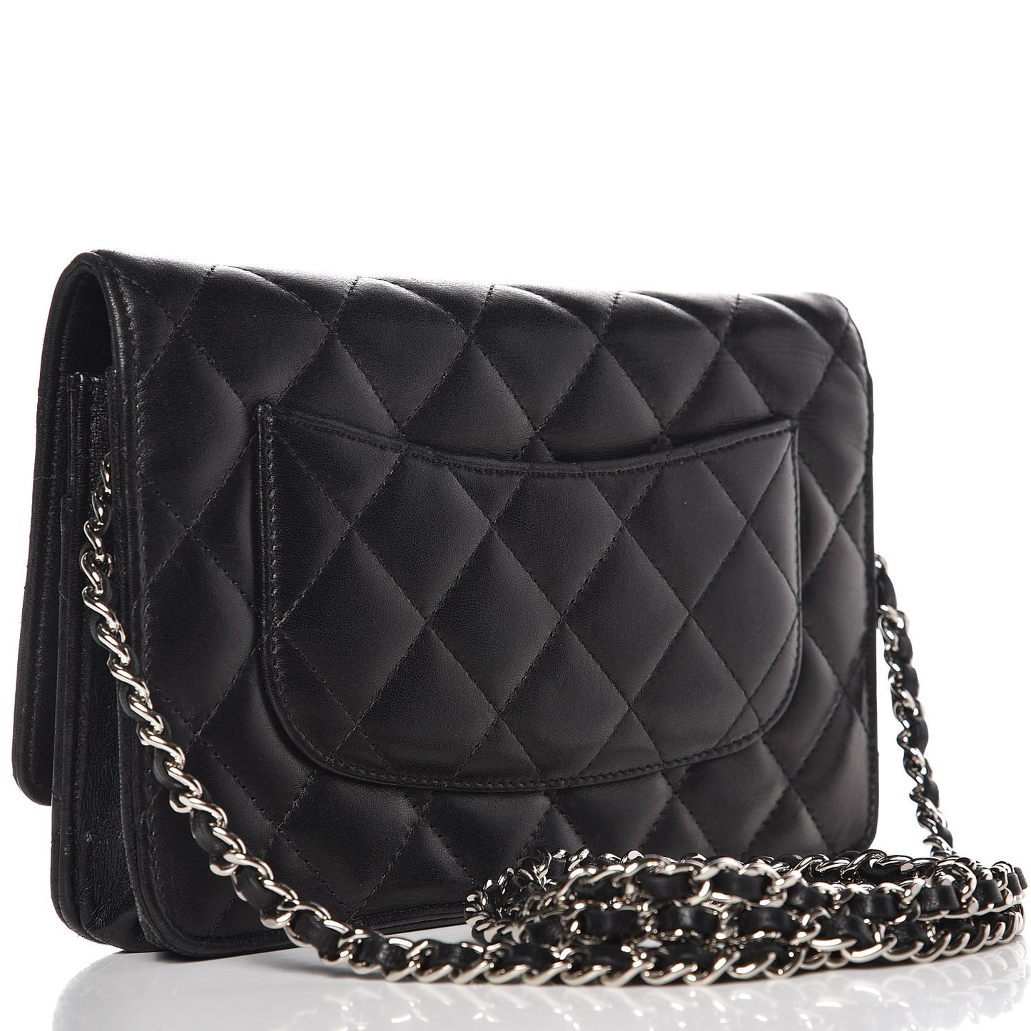 Lambskin Quilted Wallet On Chain WOC Black