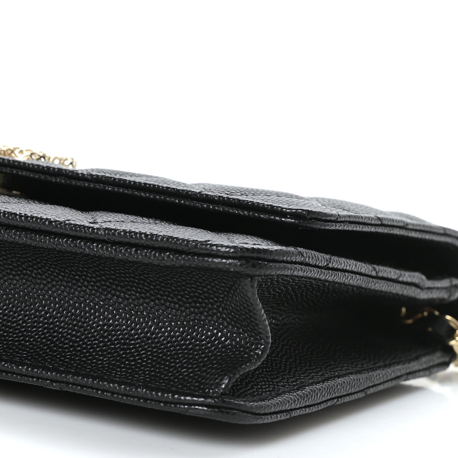 Chanel Caviar Quilted Perforated Metal CC Wallet On Chain WOC Black 9 of 9