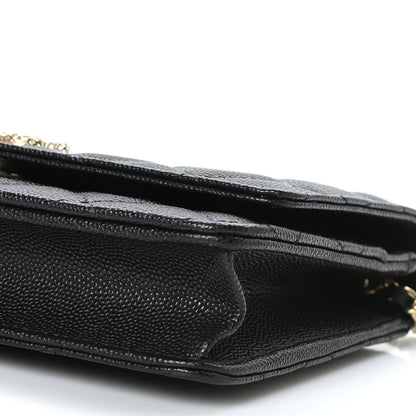 Chanel Caviar Quilted Perforated Metal CC Wallet On Chain WOC Black 9 of 9