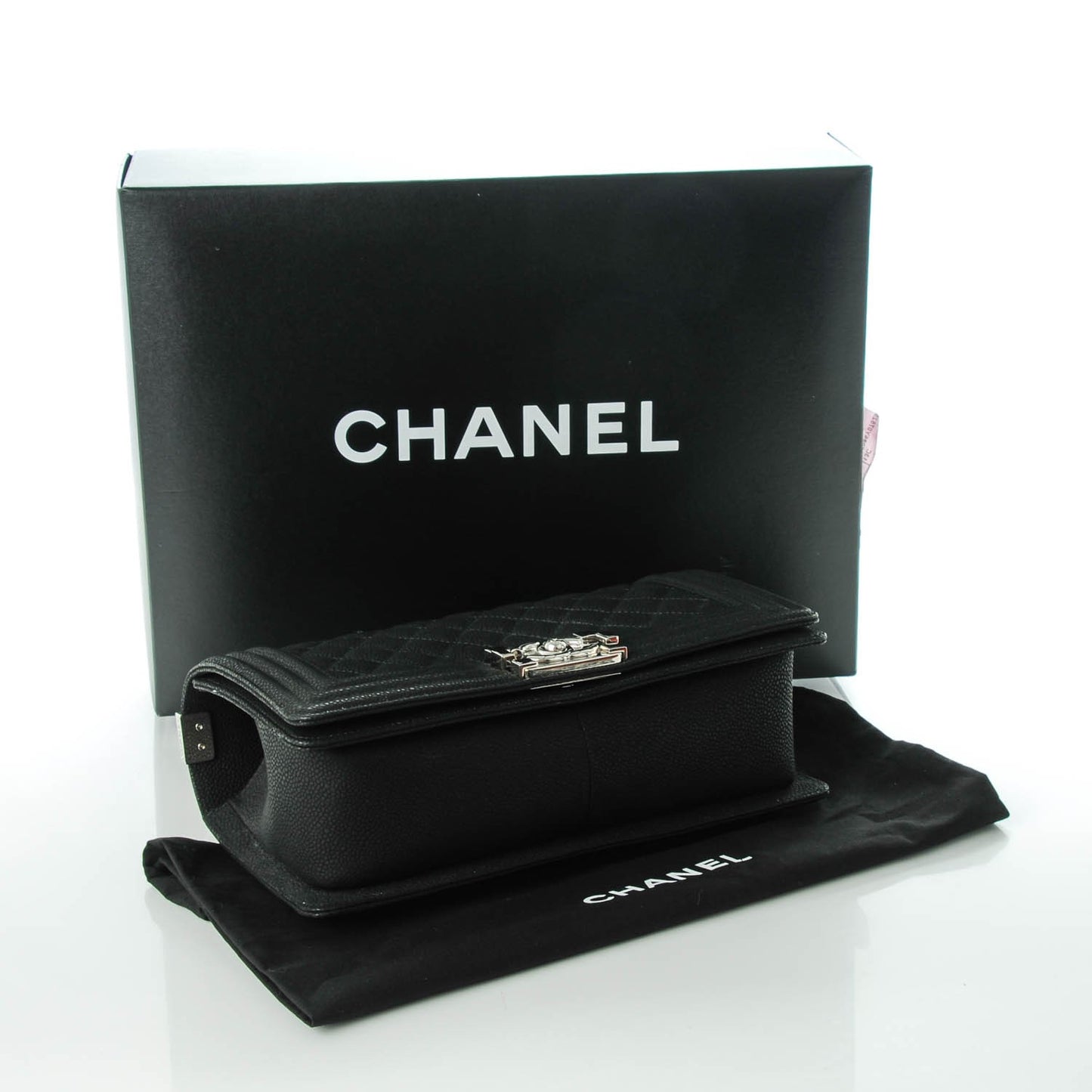 Iridescent Caviar Quilted Medium Boy Flap Black