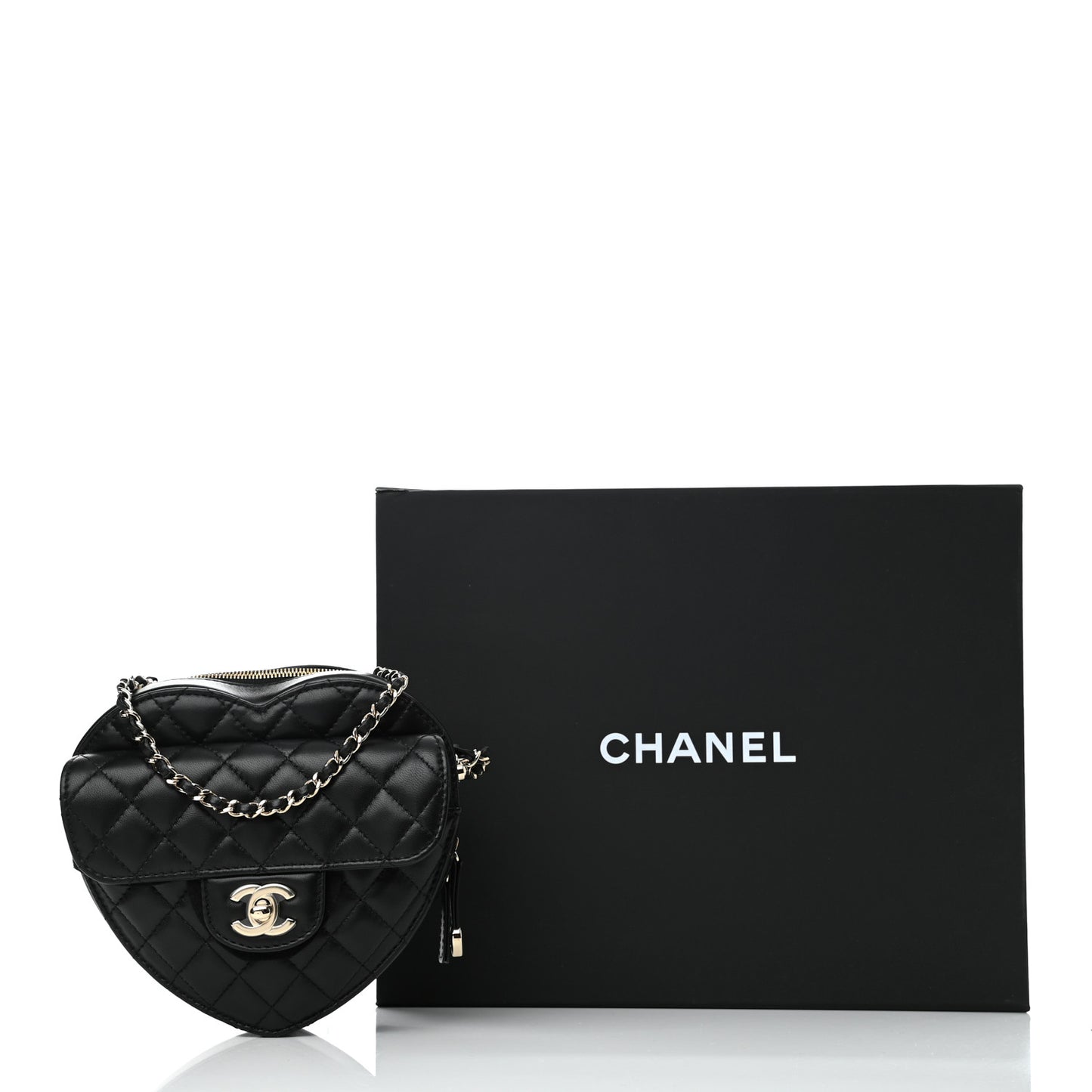 Lambskin Quilted CC In Love Heart Bag Black