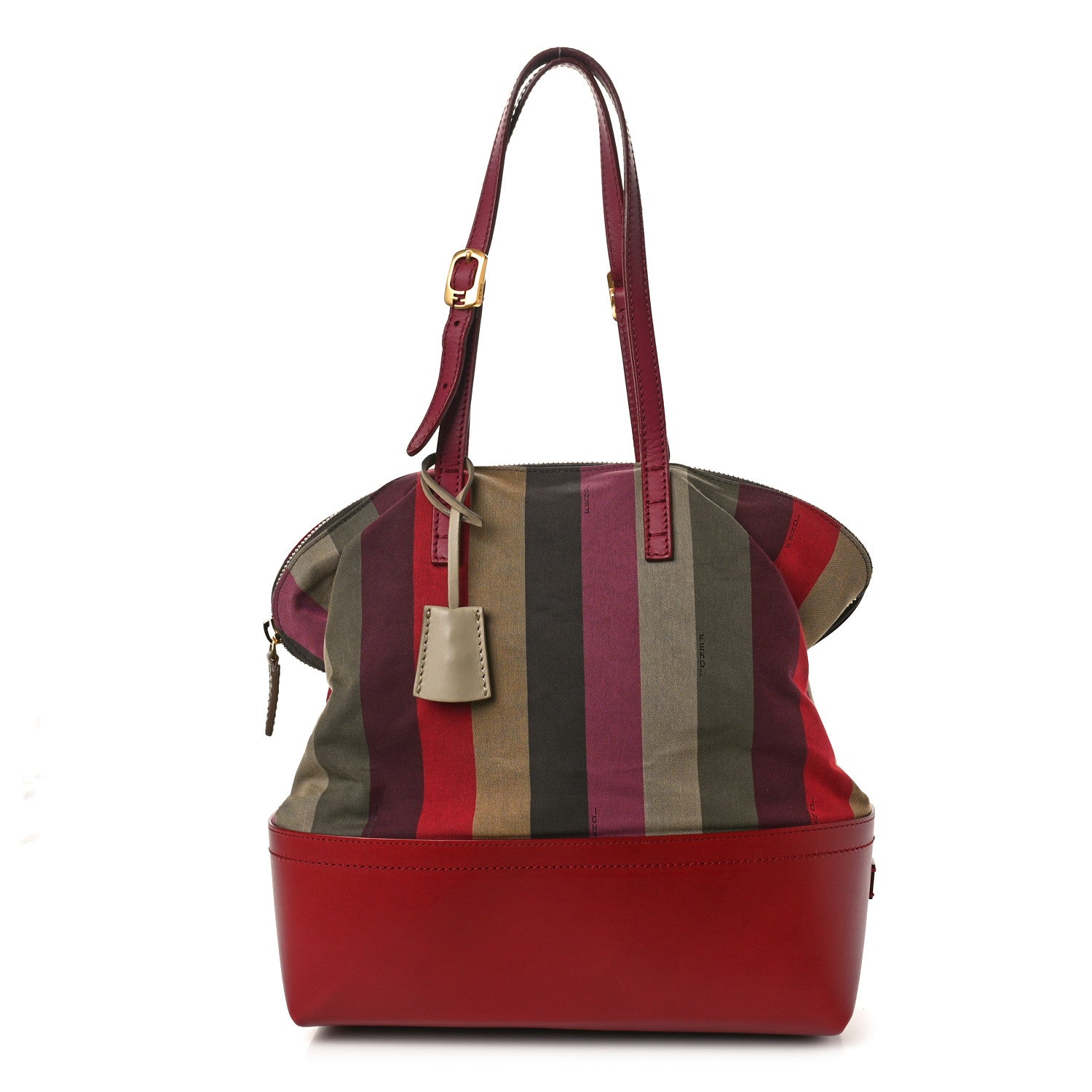 Fendi Pequin Striped 2Bag Bordeaux Multicolor Tobacco Lampone 1 of 13