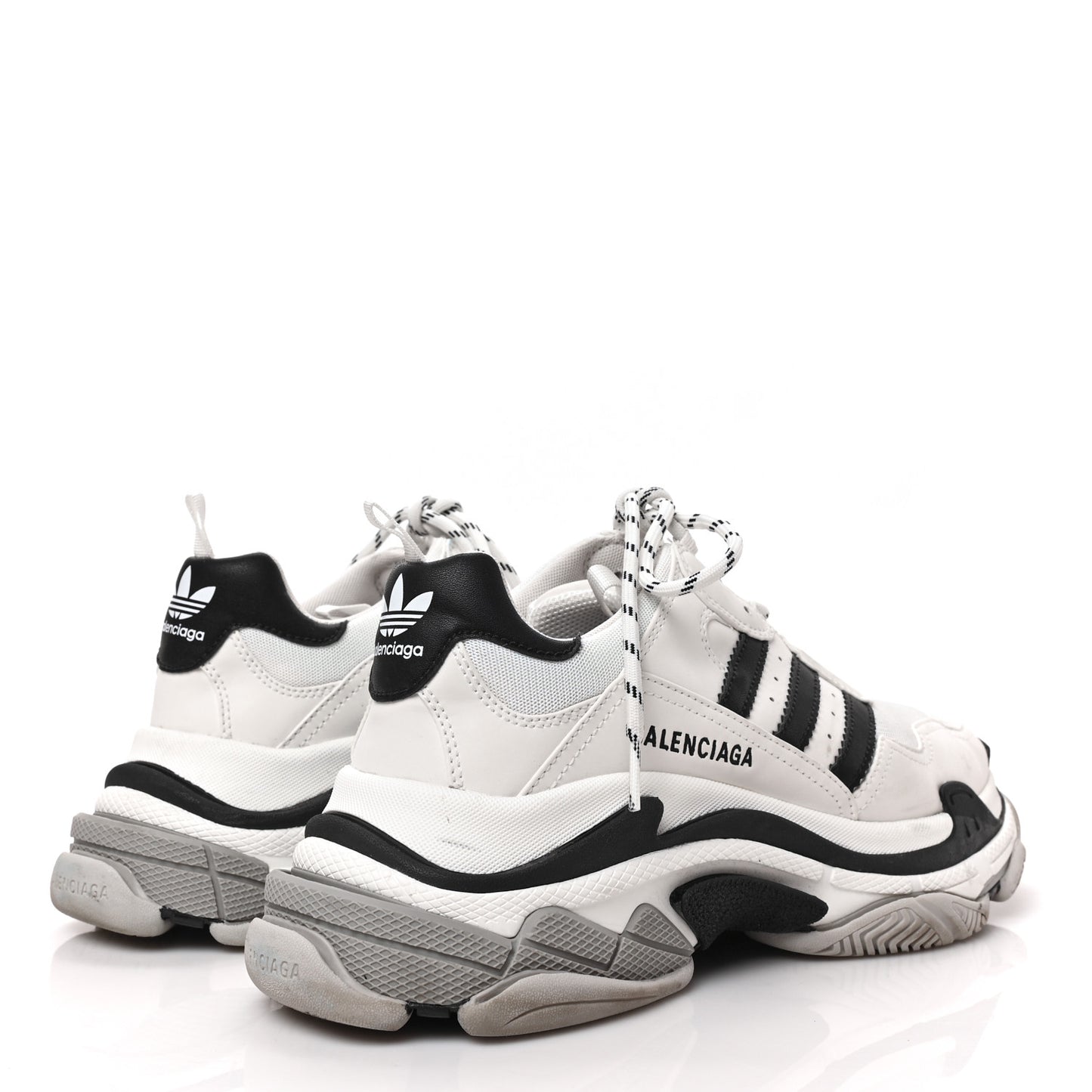 X ADIDAS Fabric Mesh Mens Triple S Sneakers 44 White Black Light Grey Grey