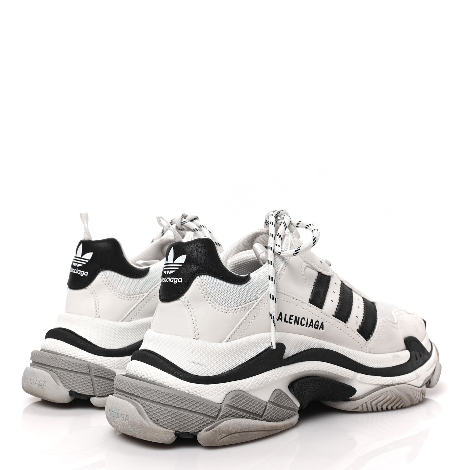 Balenciaga X ADIDAS Fabric Mesh Mens Triple S Sneakers 44 White Black Light Grey Grey 4 of 8