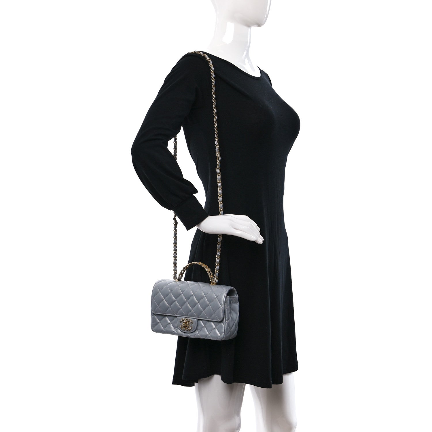 Chanel Metallic Lambskin Quilted Mini Strass On Top Flap Silvery 2 of 10