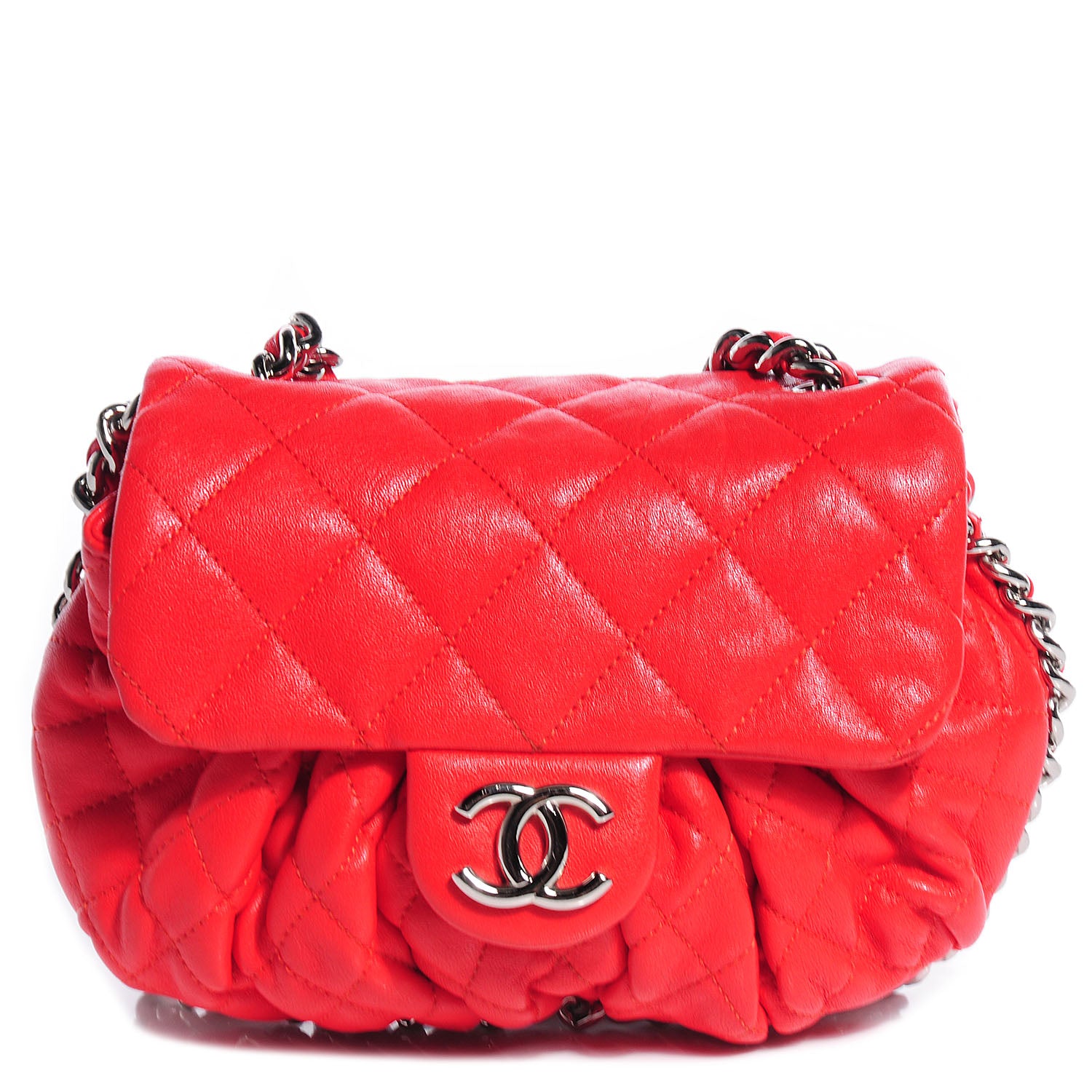 Chanel Washed Lambskin Mini Chain Around Messenger Red 1 of 7