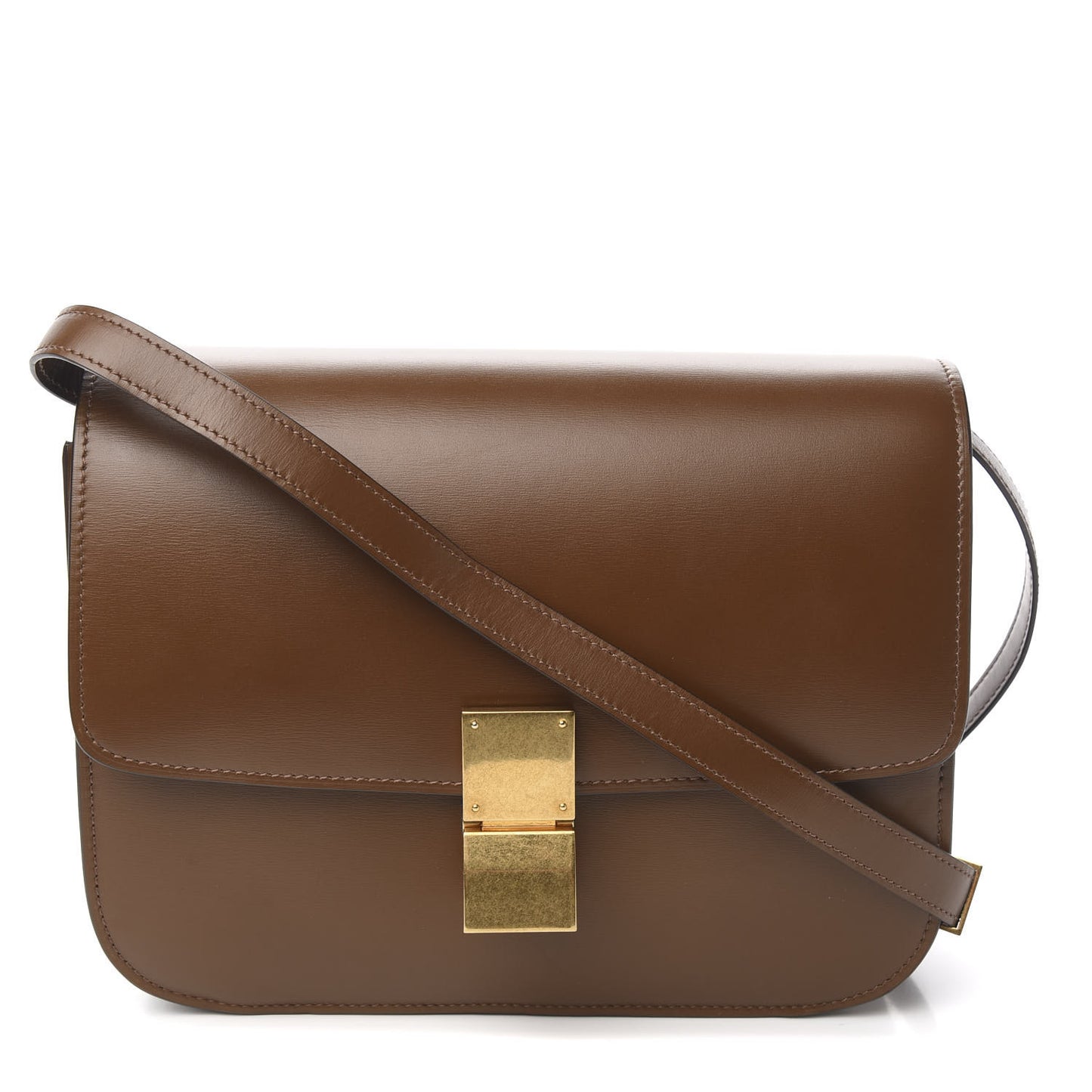 Box Calfskin Medium Classic Box Flap Bag Camel