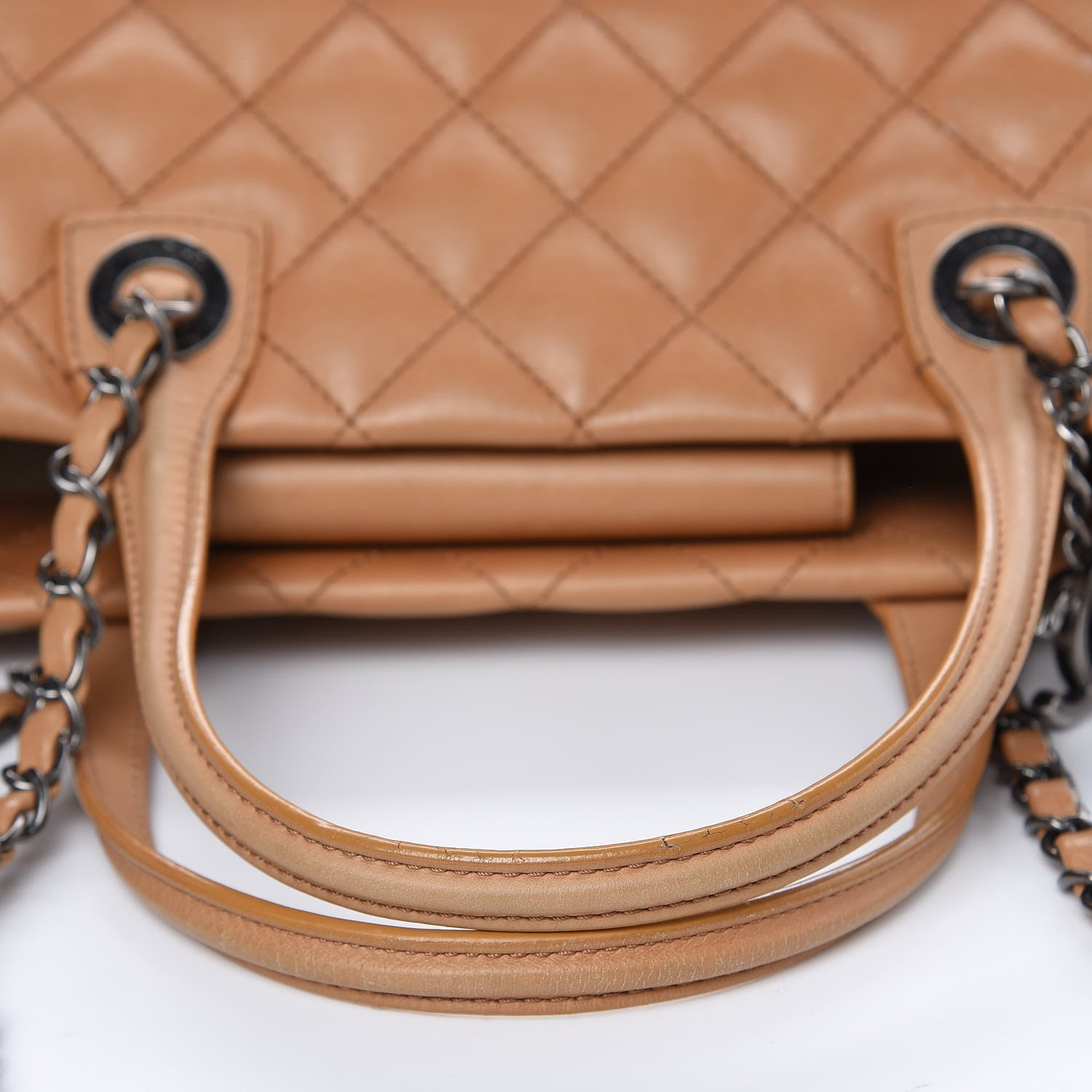 Chanel Calfskin Quilted Large Easy Shopping Tote Dark Beige 11 of 23