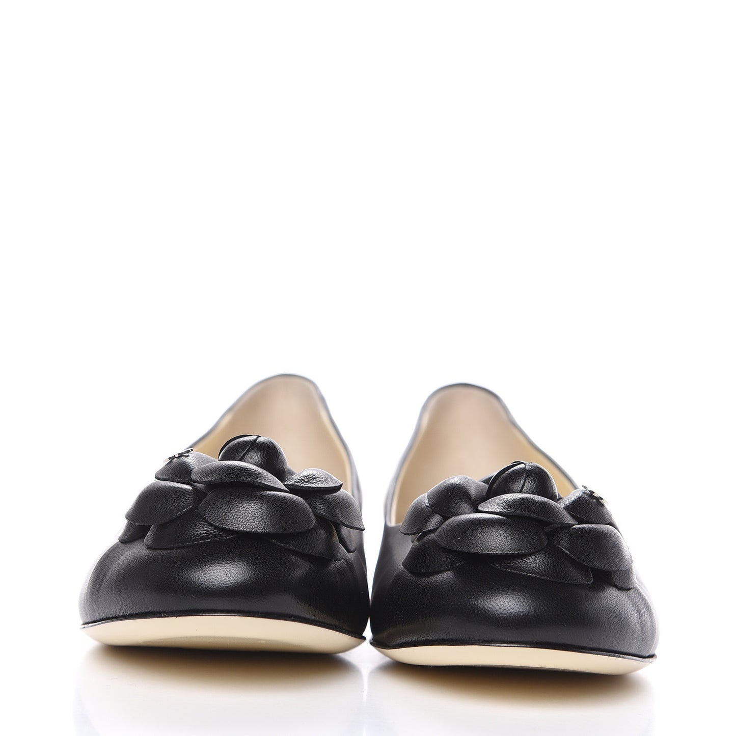 Lambskin Camellia Ballerina Flats 38.5 Black