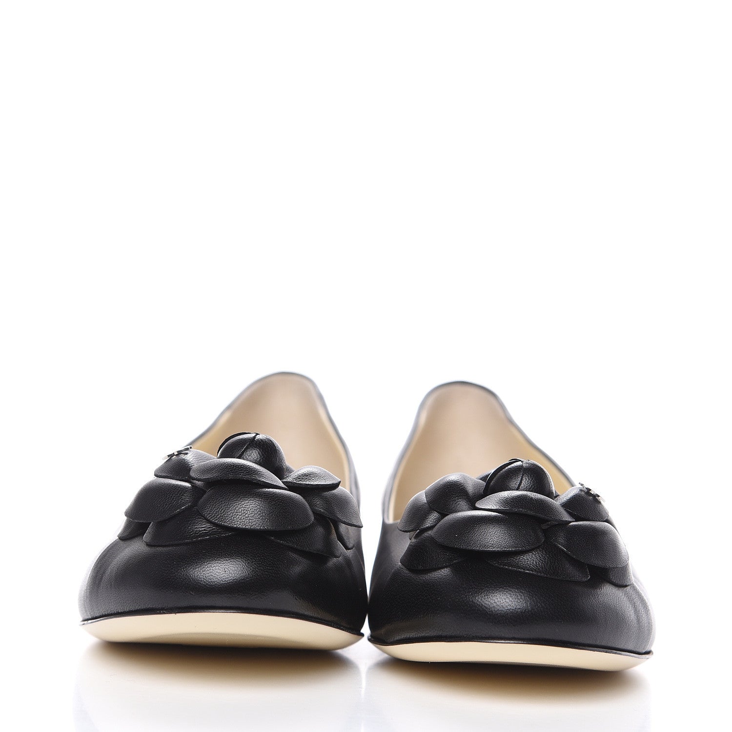 Chanel Lambskin Camellia Ballerina Flats 38.5 Black 2 of 8