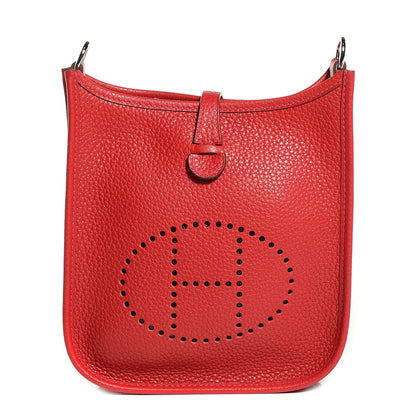 Hermes Taurillon Clemence Evelyne TPM Rouge Casaque Crevette 1 of 16