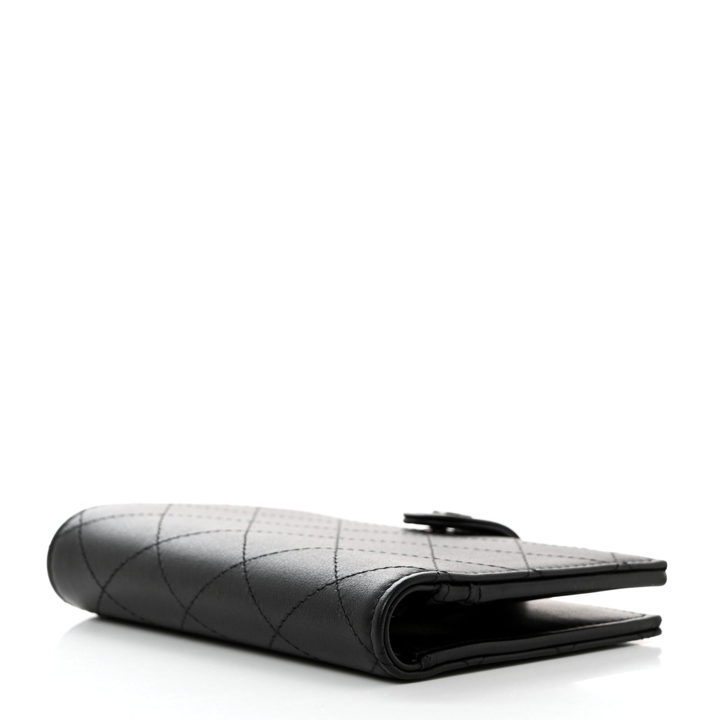 Grained Calfskin Quilted passport Holder Wallet So Black