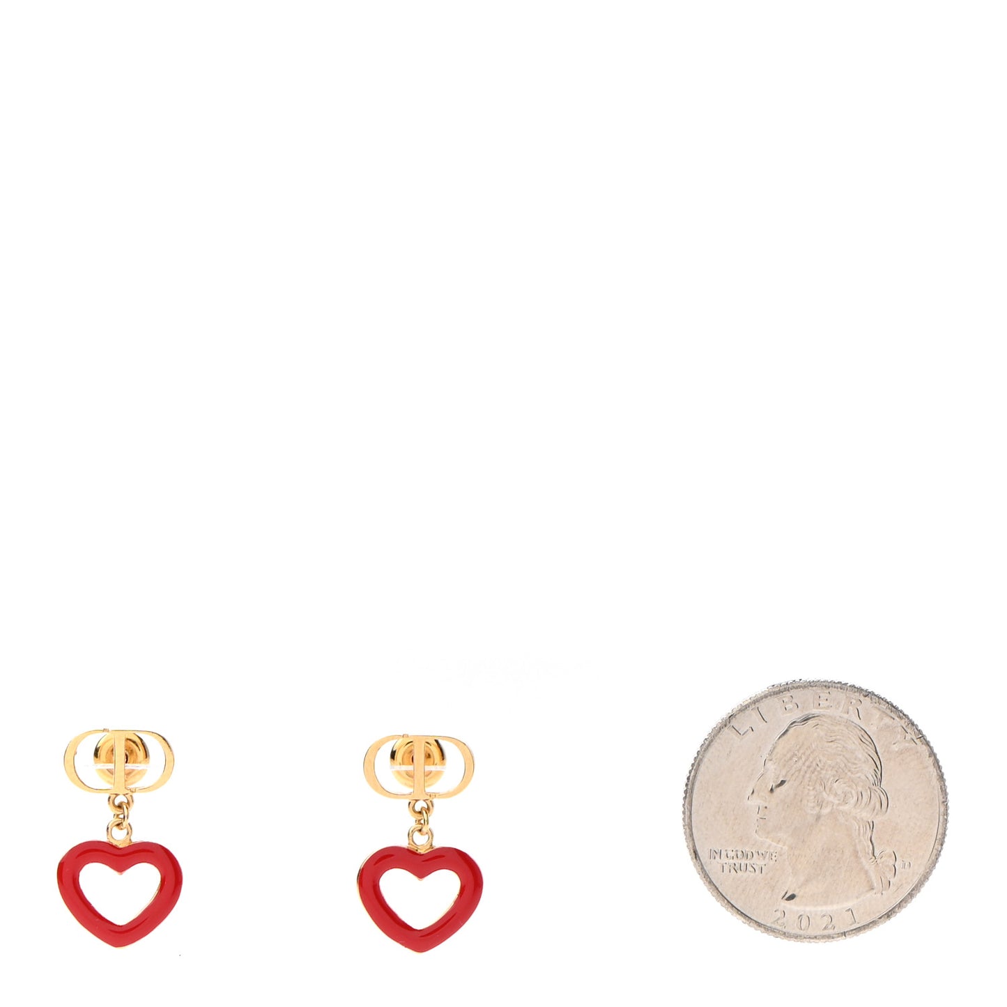 CD Dioramour Heart Earrings Gold Red