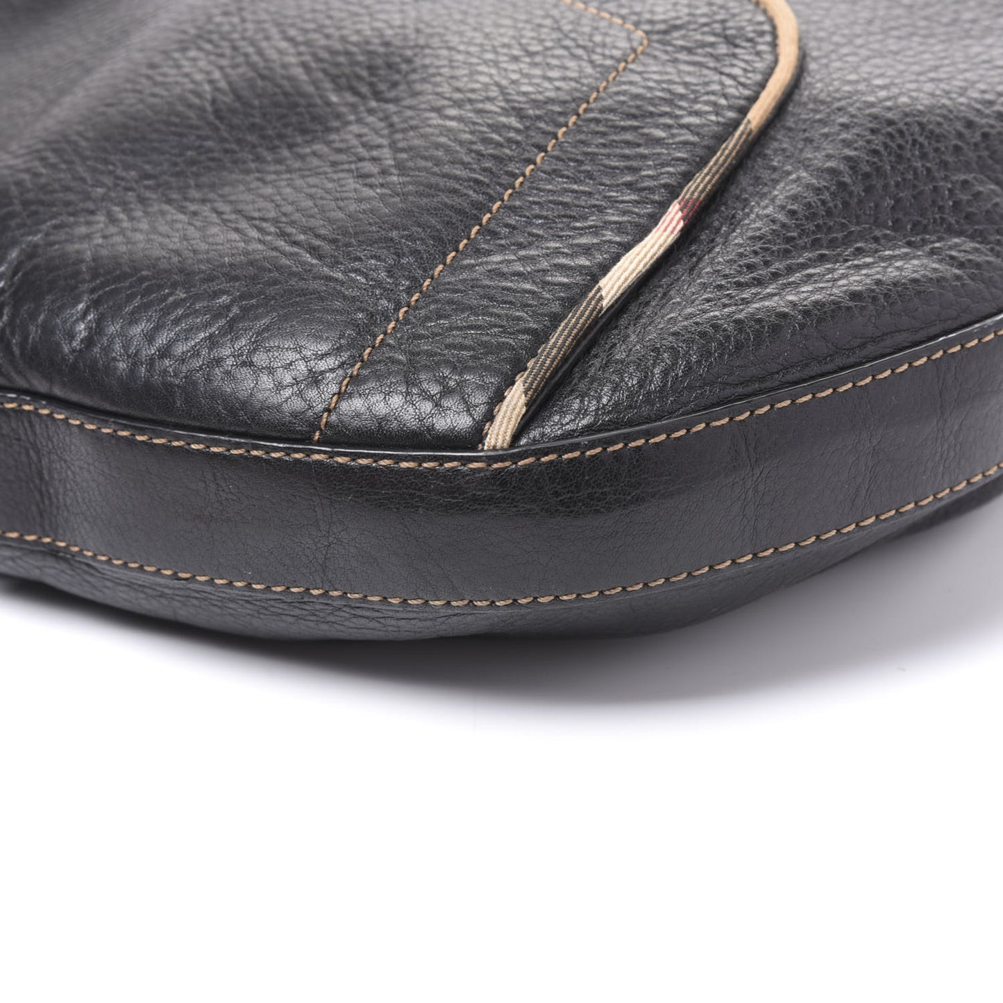Calfskin Nova Check Trim Hobo Black