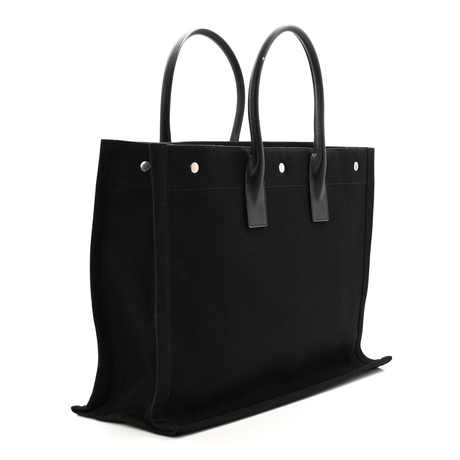 Saint Laurent Linen Calfskin Rive Gauche Tote Black 4 of 21