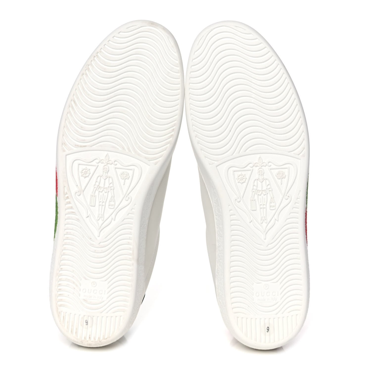Gucci Calfskin Interlocking G Mens New Ace Sneakers 9 White Red Flame Green 5 of 11