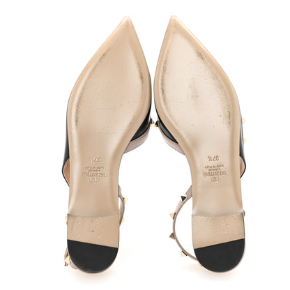 Valentino Garavani Nappa Rockstud Slingback Flats 37.5 Black Poudre 6 of 9