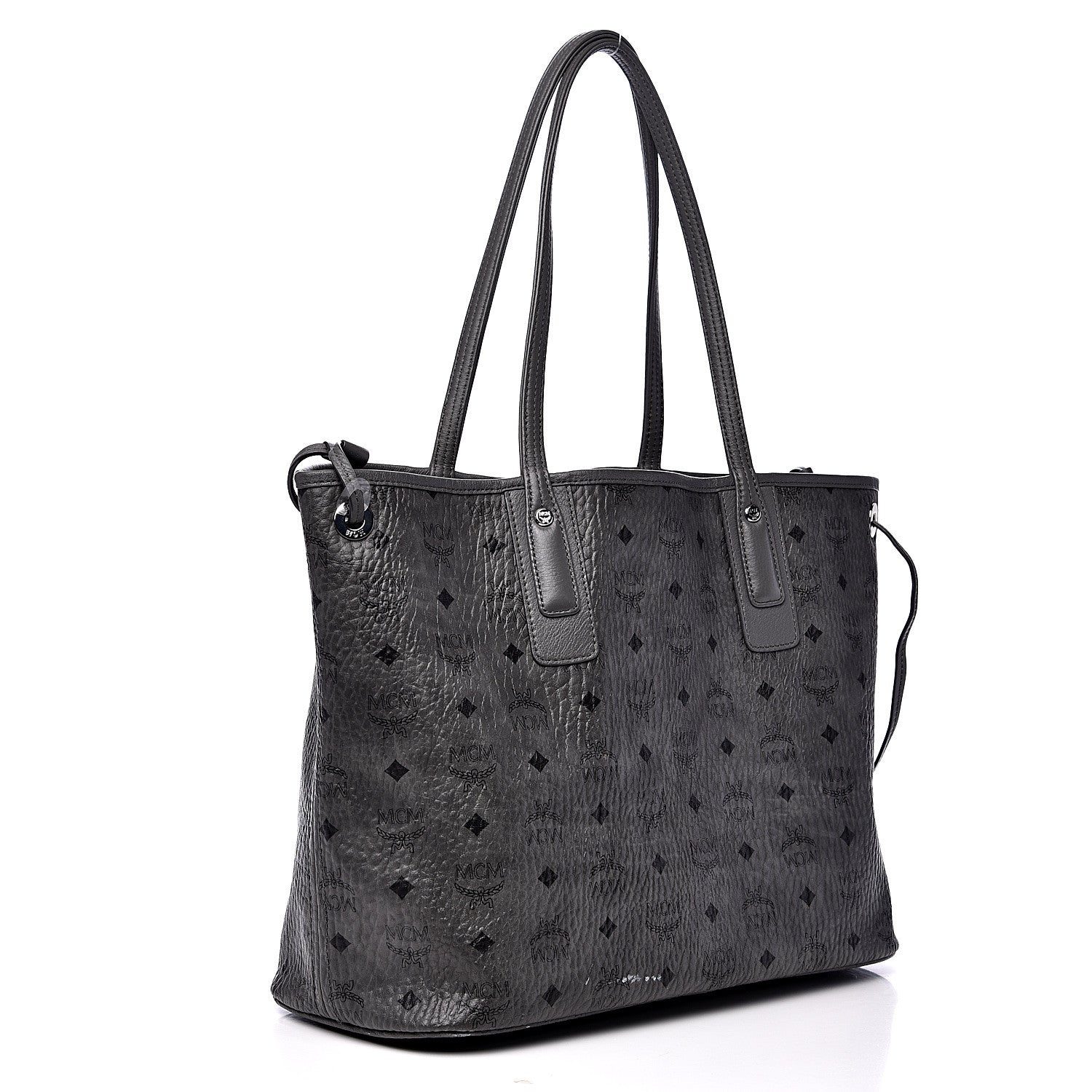 MCM Visetos Medium Liz Reversible Shopper Tote Phantom Grey 3 of 19