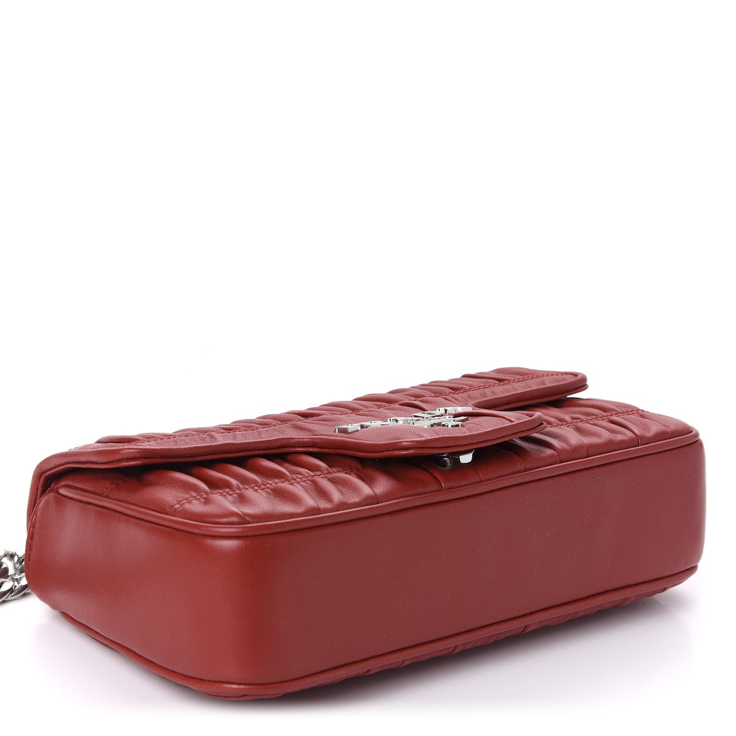 Nappa Gaufre Small Chain Flap Shoulder Bag Fuoco
