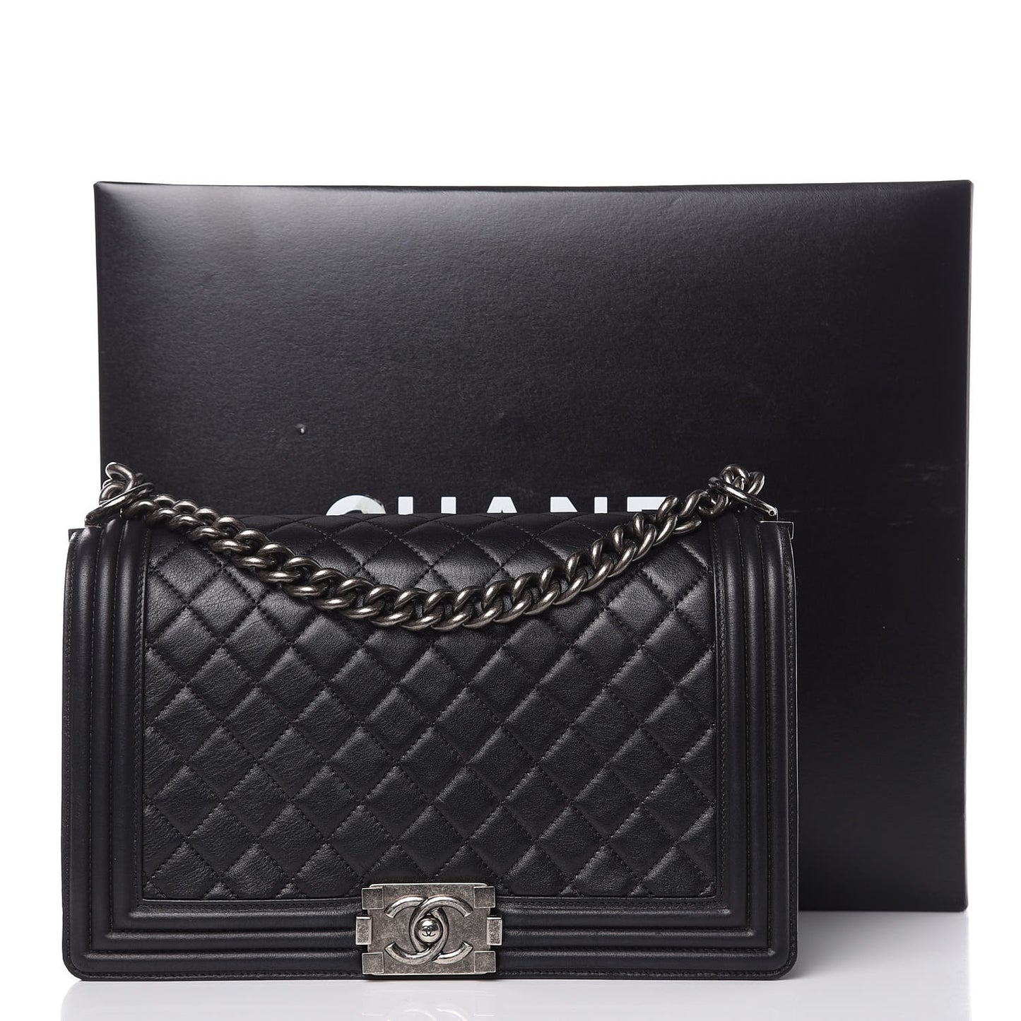 Lambskin Quilted New Medium Boy Flap Black