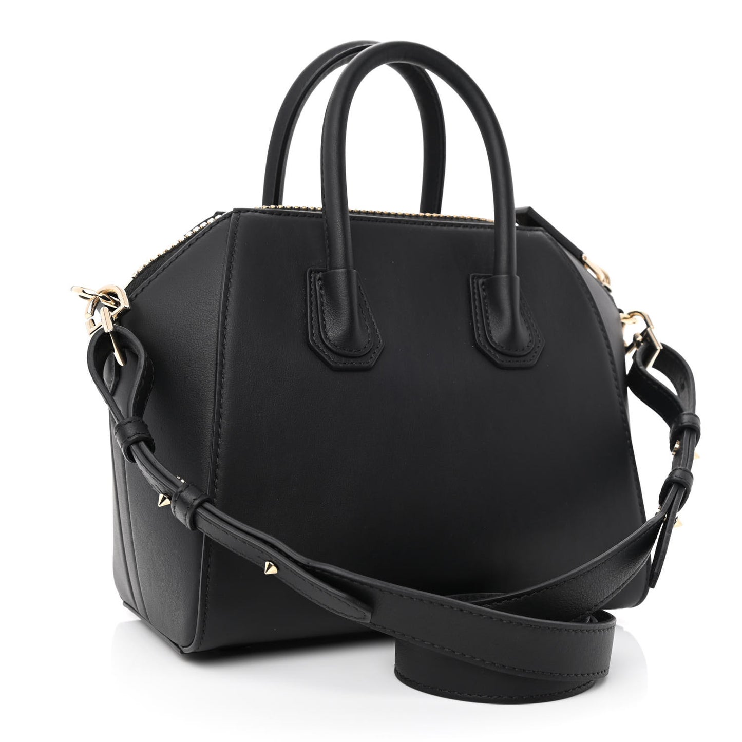 Smooth Calfskin Triangle Studded Mini Antigona Black