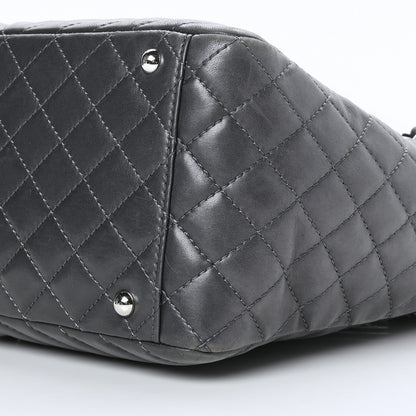Chanel Lambskin Surpique Chevron Quilted Tote Dark Grey 10 of 10