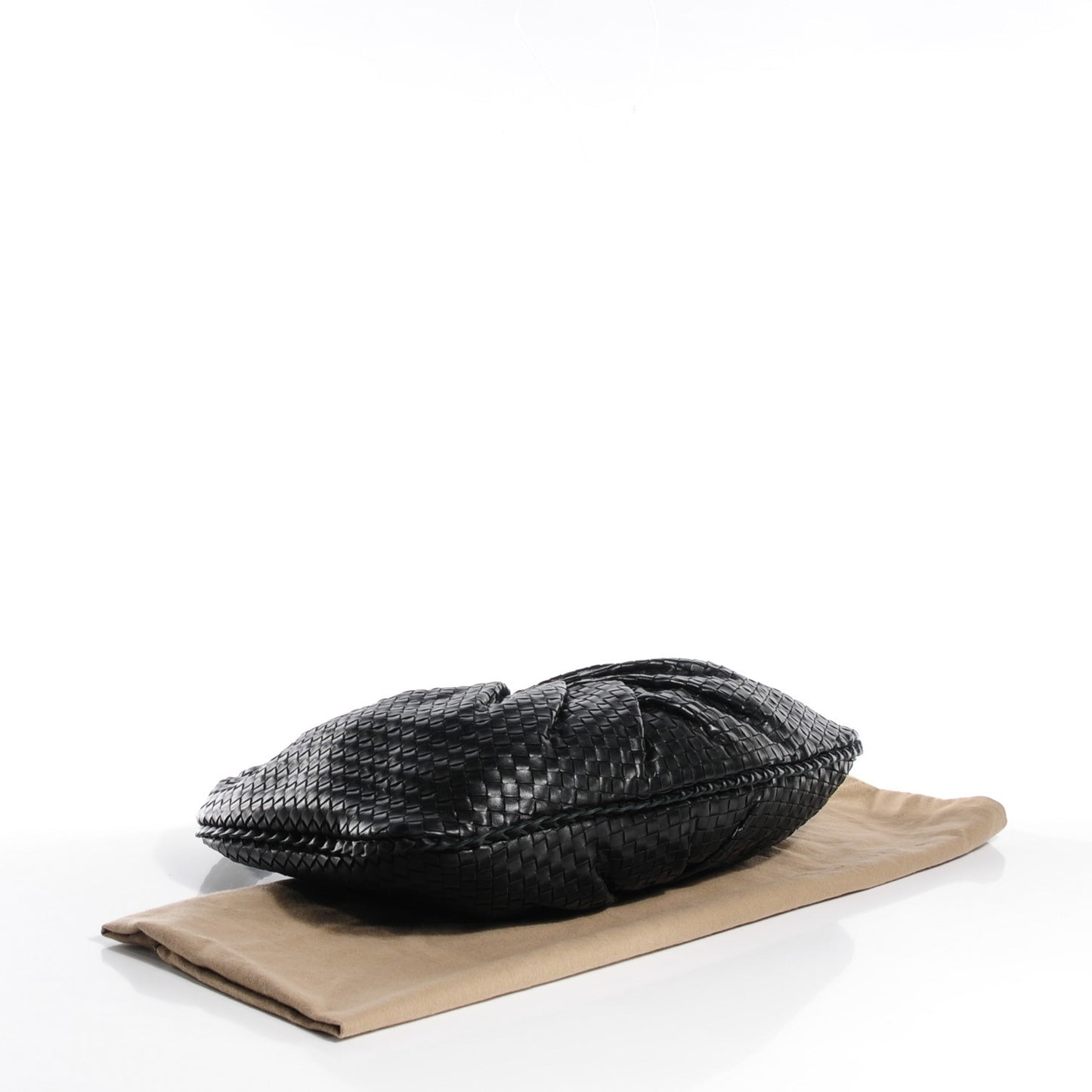 Nappa Intrecciato Pleated Large Veneta Hobo Black