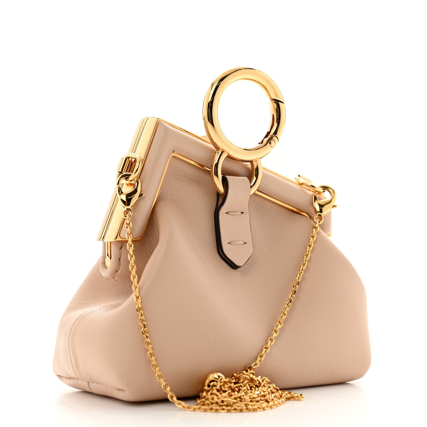 Fendi Shiny Nappa Nano Fendi First Bag Charm Poudre 1631578