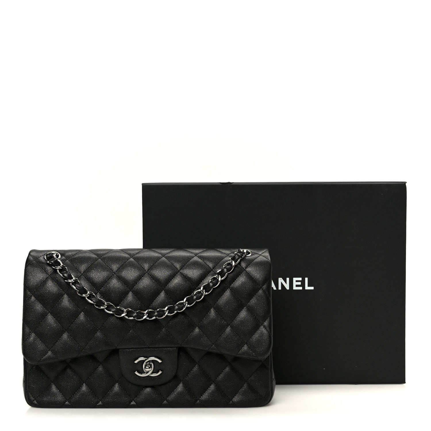 Chanel Iridescent Caviar Quilted Jumbo Double Flap Black 12 of 12