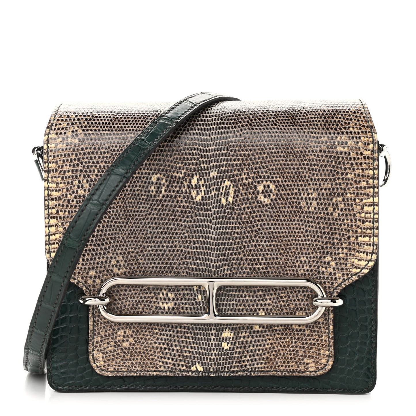 Matte Alligator Lizard Mini Sac Roulis Ombre Vert Fonce
