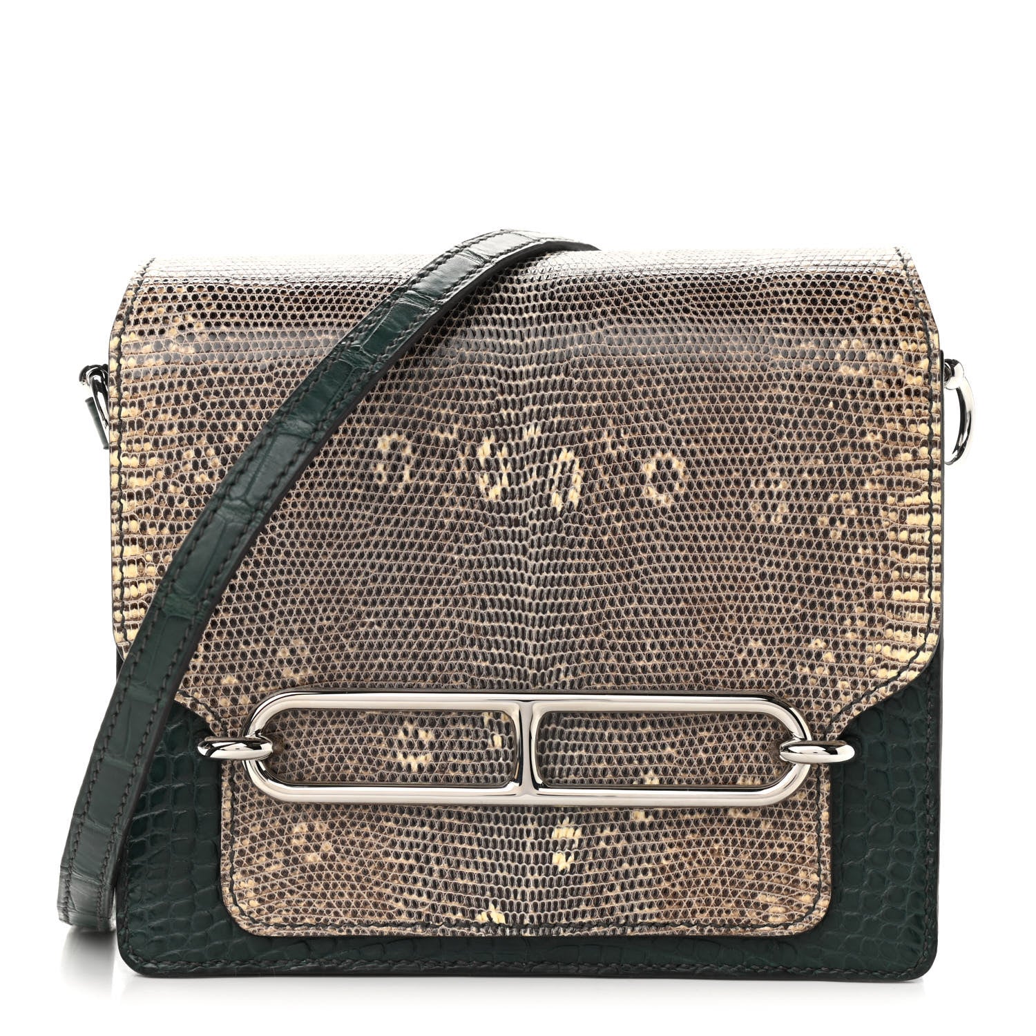 Hermes Matte Alligator Lizard Mini Sac Roulis Ombre Vert Fonce 1 of 9