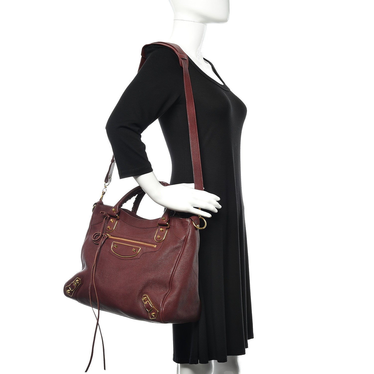 Balenciaga Chevre Gold Metallic Edge Hardware Velo Bordeaux 2 of 11