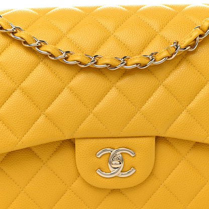 Chanel Caviar Quilted Jumbo Double Flap Yellow 8 of 11