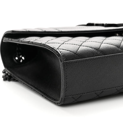 Saint Laurent Grain De Poudre Textured Mixed Matelasse Triquilt Medium Monogram Satchel Black 8 of 9