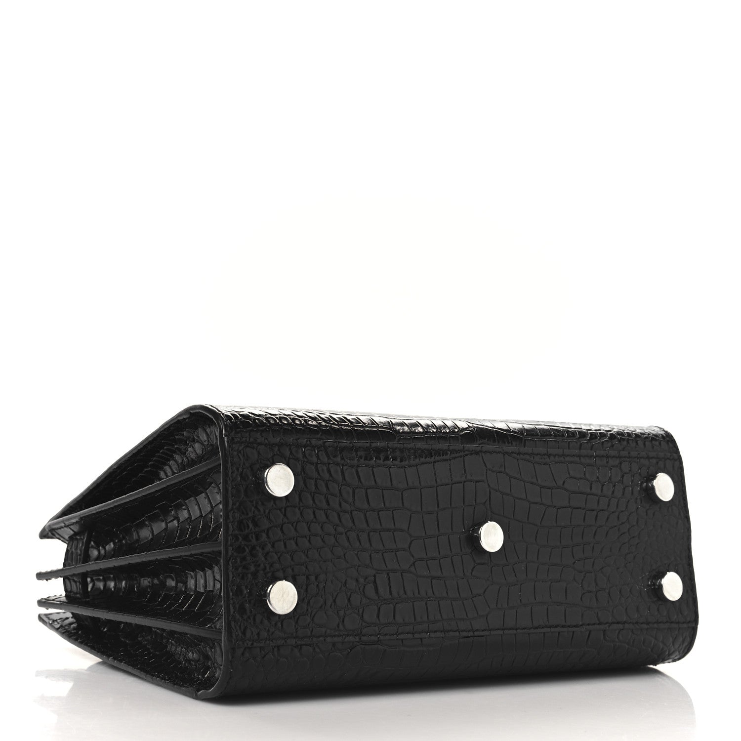 Saint Laurent Calfskin Crocodile Embossed Nano Sac De Jour Black 4 of 10
