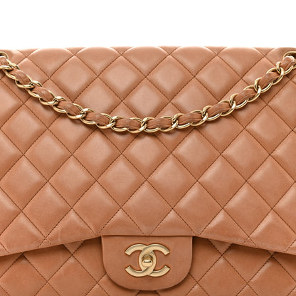 Chanel Lambskin Quilted Maxi Single Flap Dark Beige 4 of 12