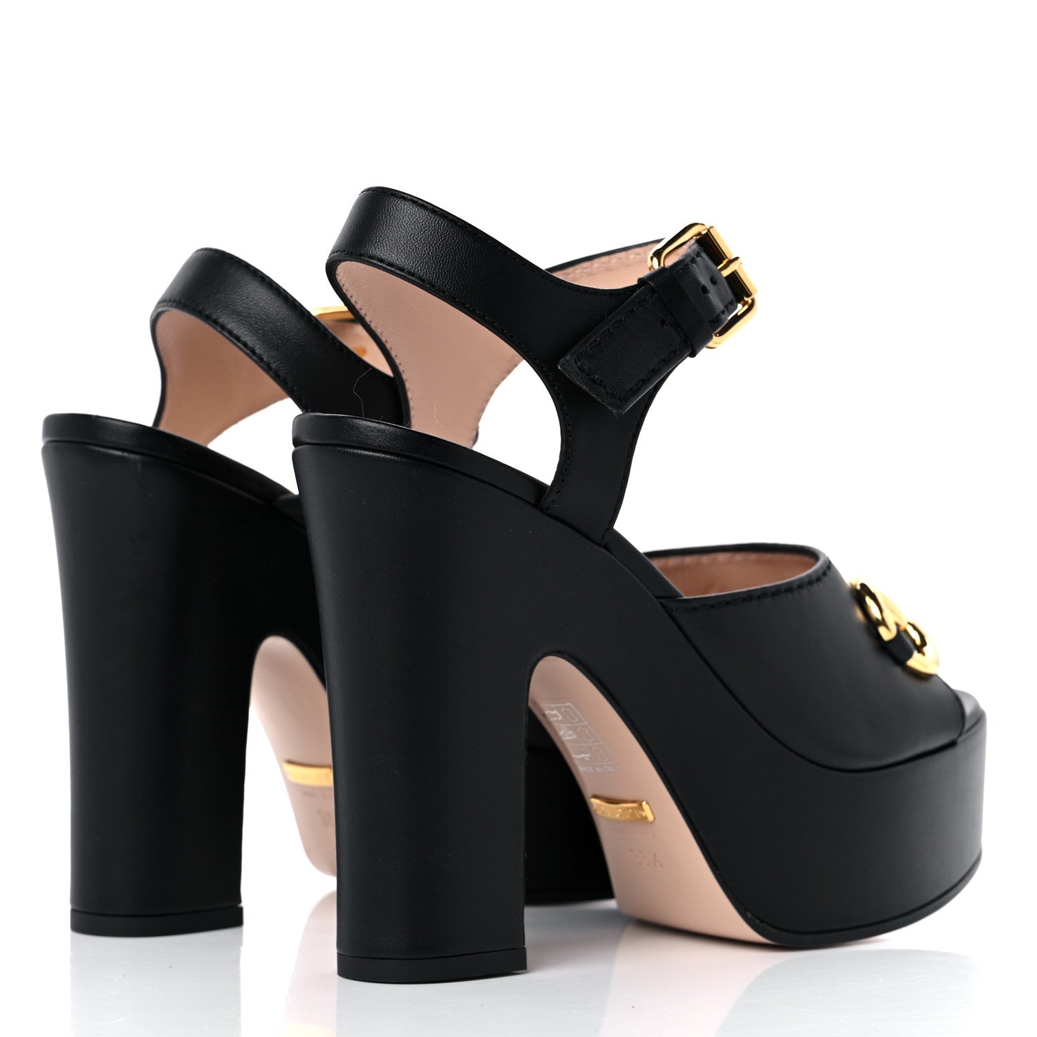 Gucci Nappa Charlotte Horsebit 40/135mm Platform Sandals 38.5 Black 3 of 8