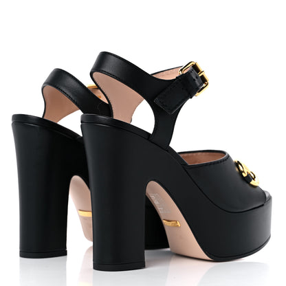 Gucci Nappa Charlotte Horsebit 40/135mm Platform Sandals 38.5 Black 3 of 8