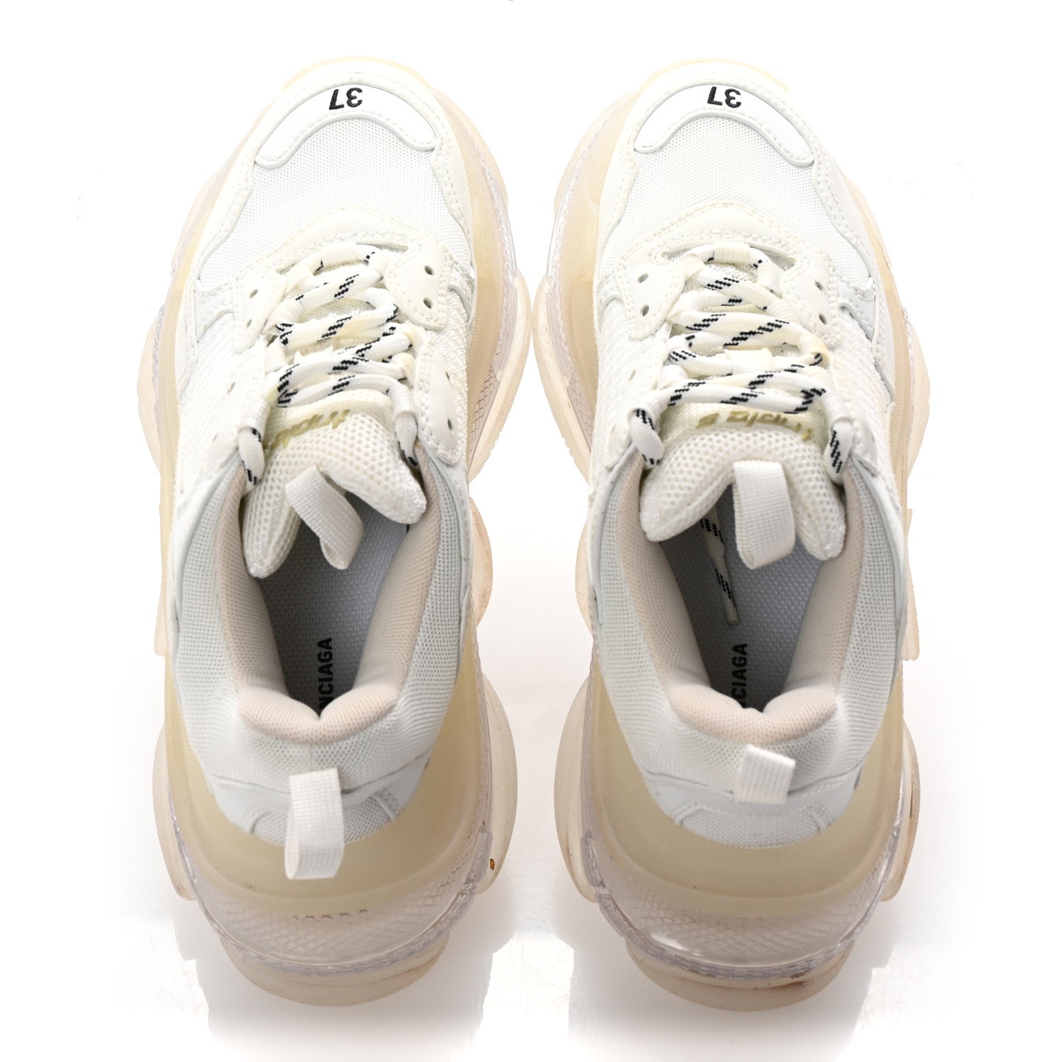 Balenciaga Fabric Mesh Clear Sole Womens Triple S Sneakers 37 White 4 of 18