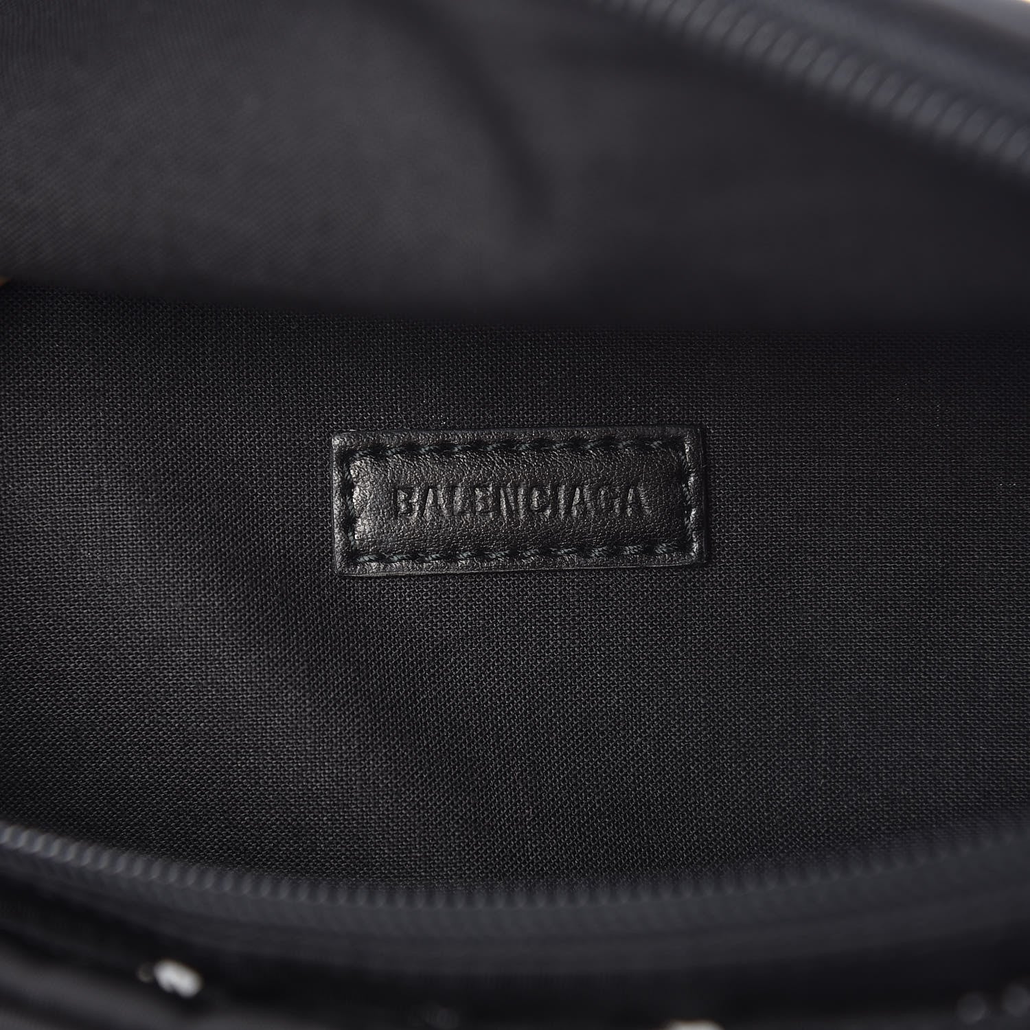 Balenciaga Twill Nylon Allover Logo Explorer Beltpack Black White 6 of 7