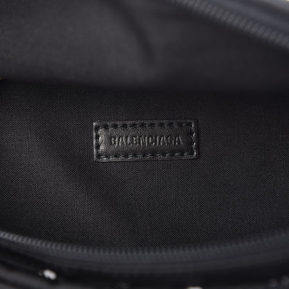 Balenciaga Twill Nylon Allover Logo Explorer Beltpack Black White 6 of 7