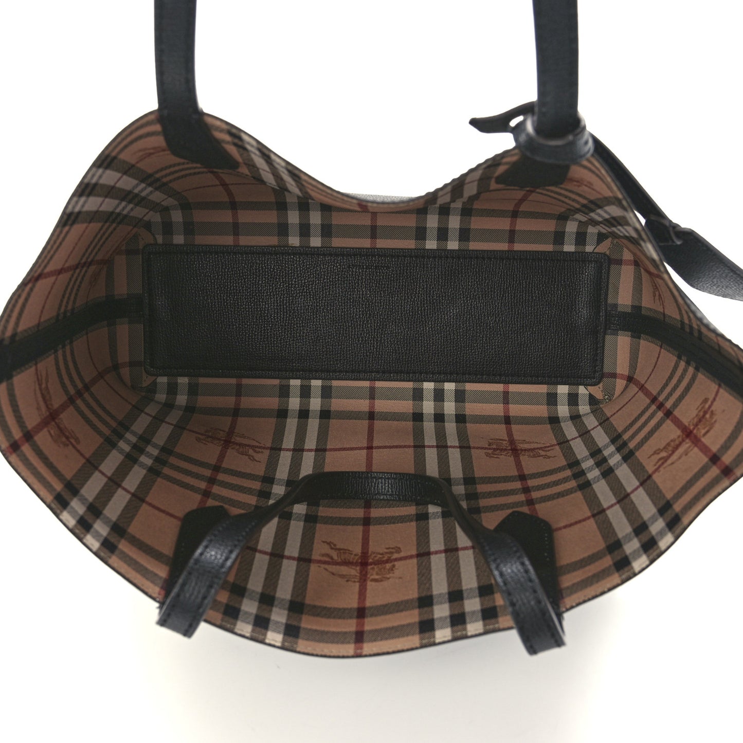 Grainy Calfskin Haymarket Check Medium Reversible Tote Black