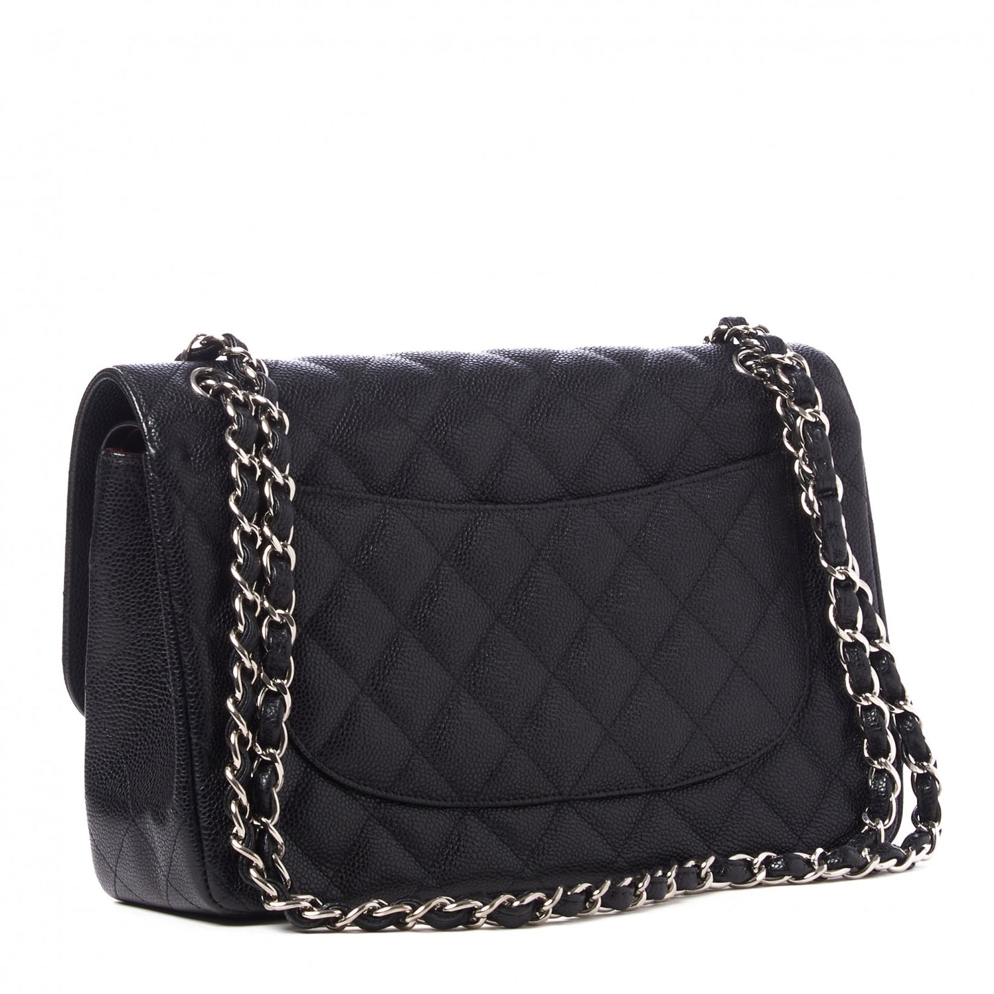 Caviar Quilted Jumbo Double Flap Black