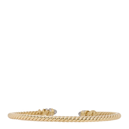 David Yurman 18K Yellow Gold Diamond 3mm Petite Helena Cablespira Bracelet 2 of 3