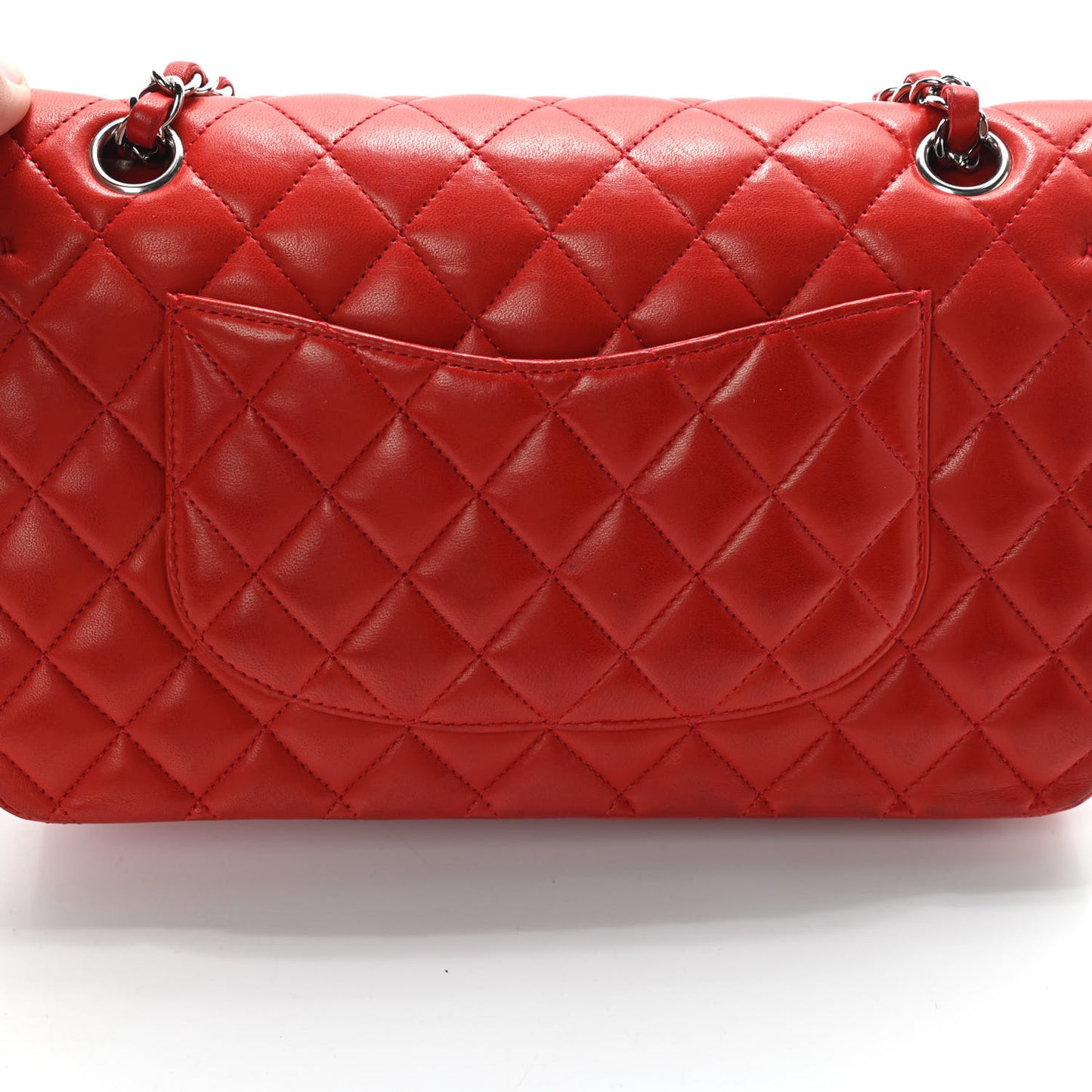 Lambskin Quilted Medium Double Flap Red