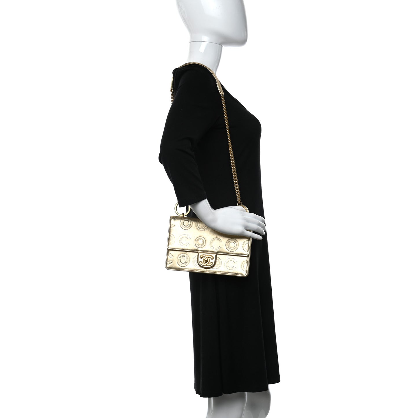 Metallic Calfskin Cocallover Flap Gold