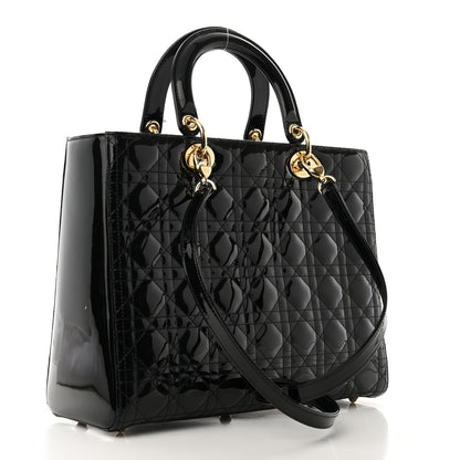Christian Dior Patent Cannage Large Lady Dior Black 3 of 11