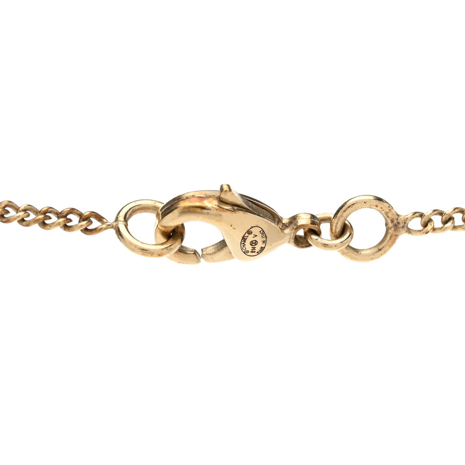 Chanel Pearl Crystal CC Drop Necklace Gold 5 of 5