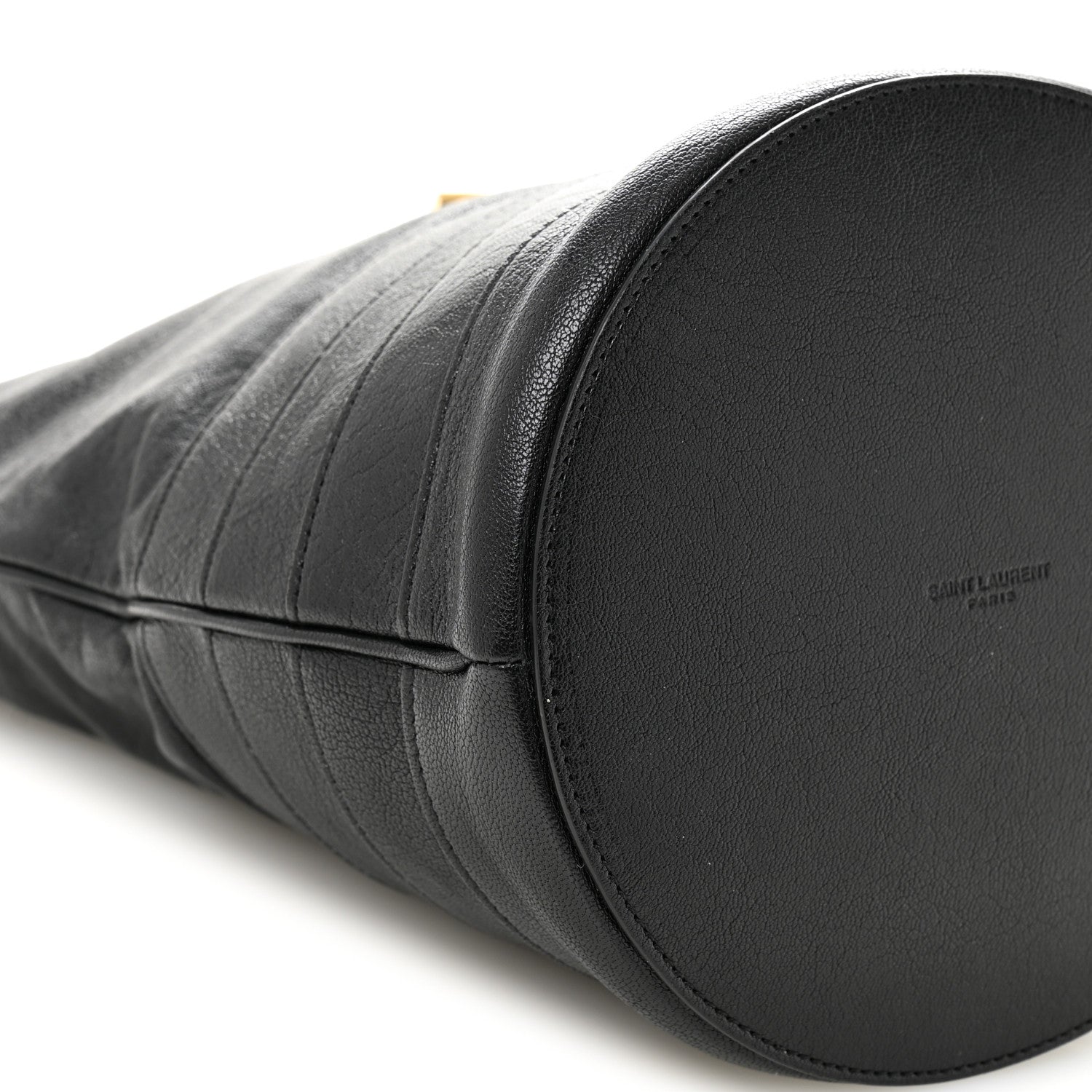 Saint Laurent Lambskin Seau Fermoir Bucket Bag Black 9 of 10